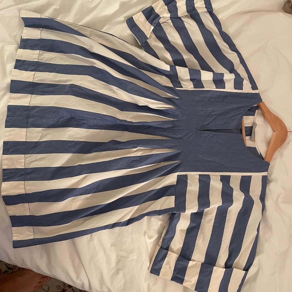 Everlane Blue and White Striped Midi Cotton Tunic